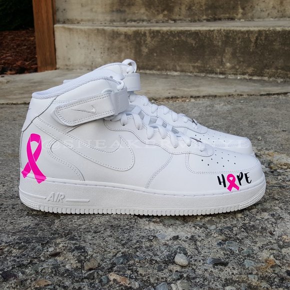 Nike Air Force 1 Mid White Pink "HOPE" Breast Cancer Awareness Custom NWT - Picture 2 of 10